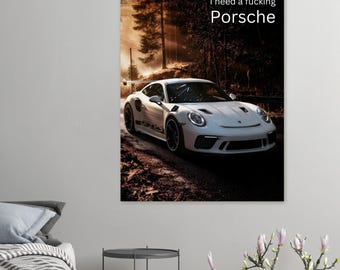Motivational Wall Art with a Porsche