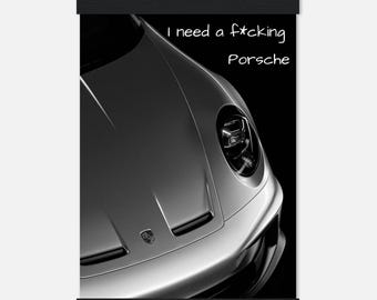 Classic Semi-Glossy Paper Poster with Hanger with a Porsche