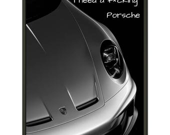 Premium Semi-Glossy Paper Metal Framed Poster with a Porsche