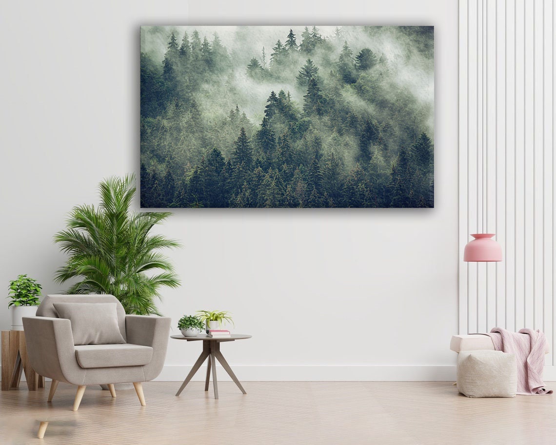 3 Piece Wall Art Misty Forest Canvas Nature Wall Art Forest Triptych ...