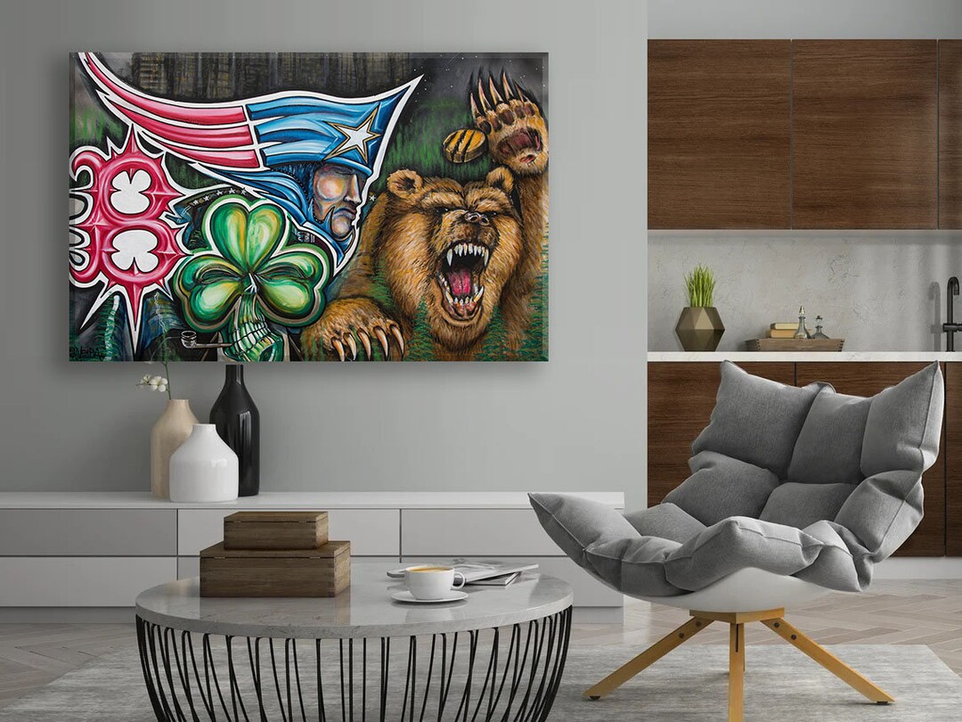 Boston Sports Wall Art Baseball Football Hockey Basketball Etsy