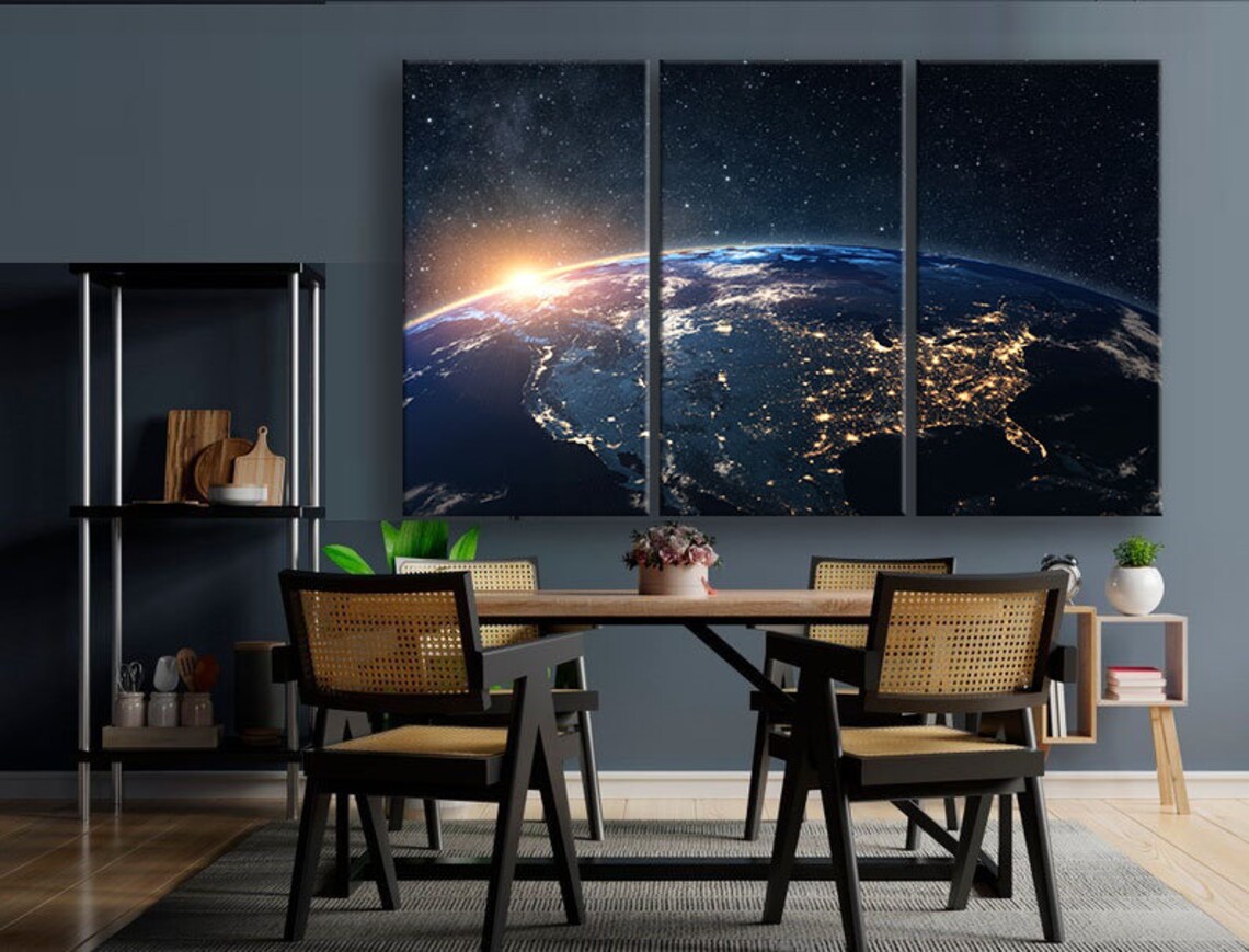 Earth Wall Art Earth From Space Print Space Wall Decor NASA Etsy