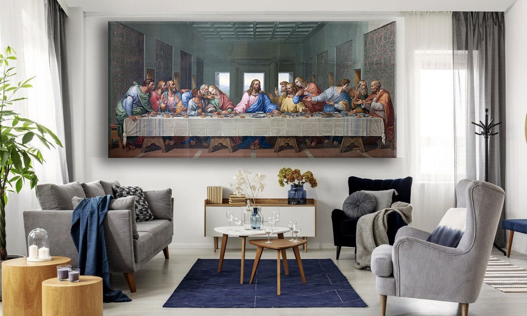 Christian Wall Art Last Supper Painting Jesus Canvas Print Etsy