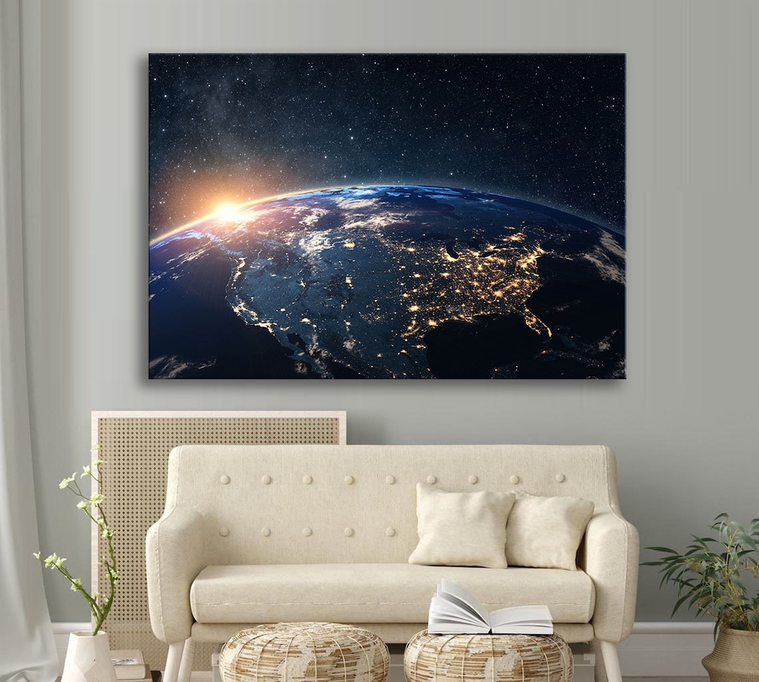 Earth Wall Art Earth From Space Print Space Wall Decor NASA Earth Photo