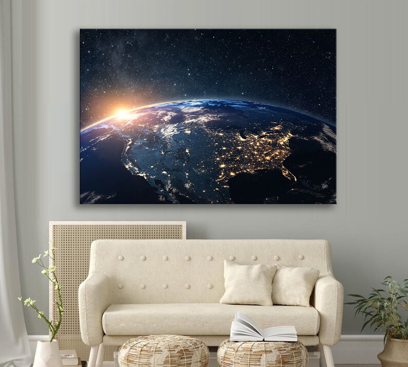 Earth Wall Art Earth From Space Print Space Wall Decor NASA Earth Photo