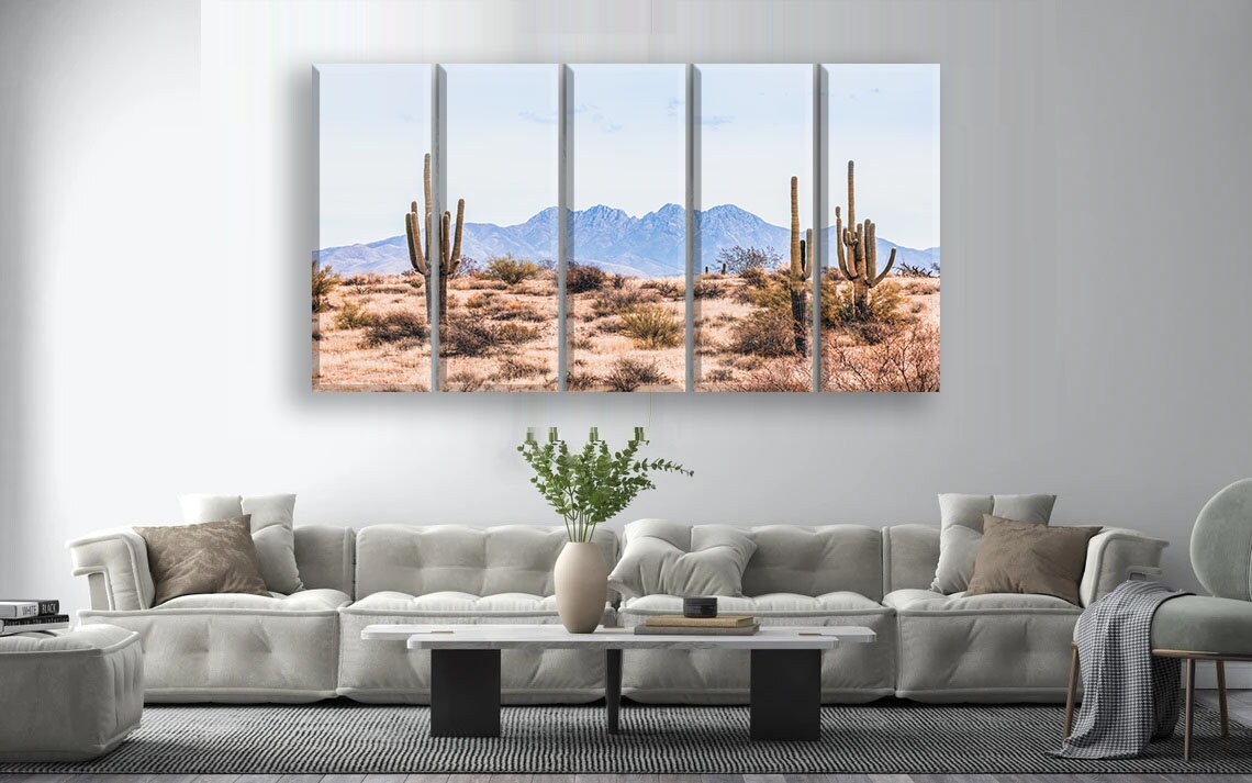 Arizona Desert Canvas Wall Art Cactus Print Farmhouse Wall - Etsy