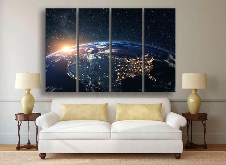 Earth Wall Art Earth From Space Print Space Wall Decor NASA Earth Photo