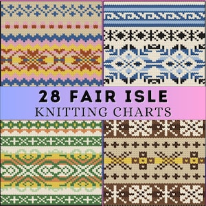 Fair Isle Knitting Chart Patterns Sample Stitch Bundle Nordic Colorwork Traditional Shetland Knitting Icelandic Knit Digital PDF