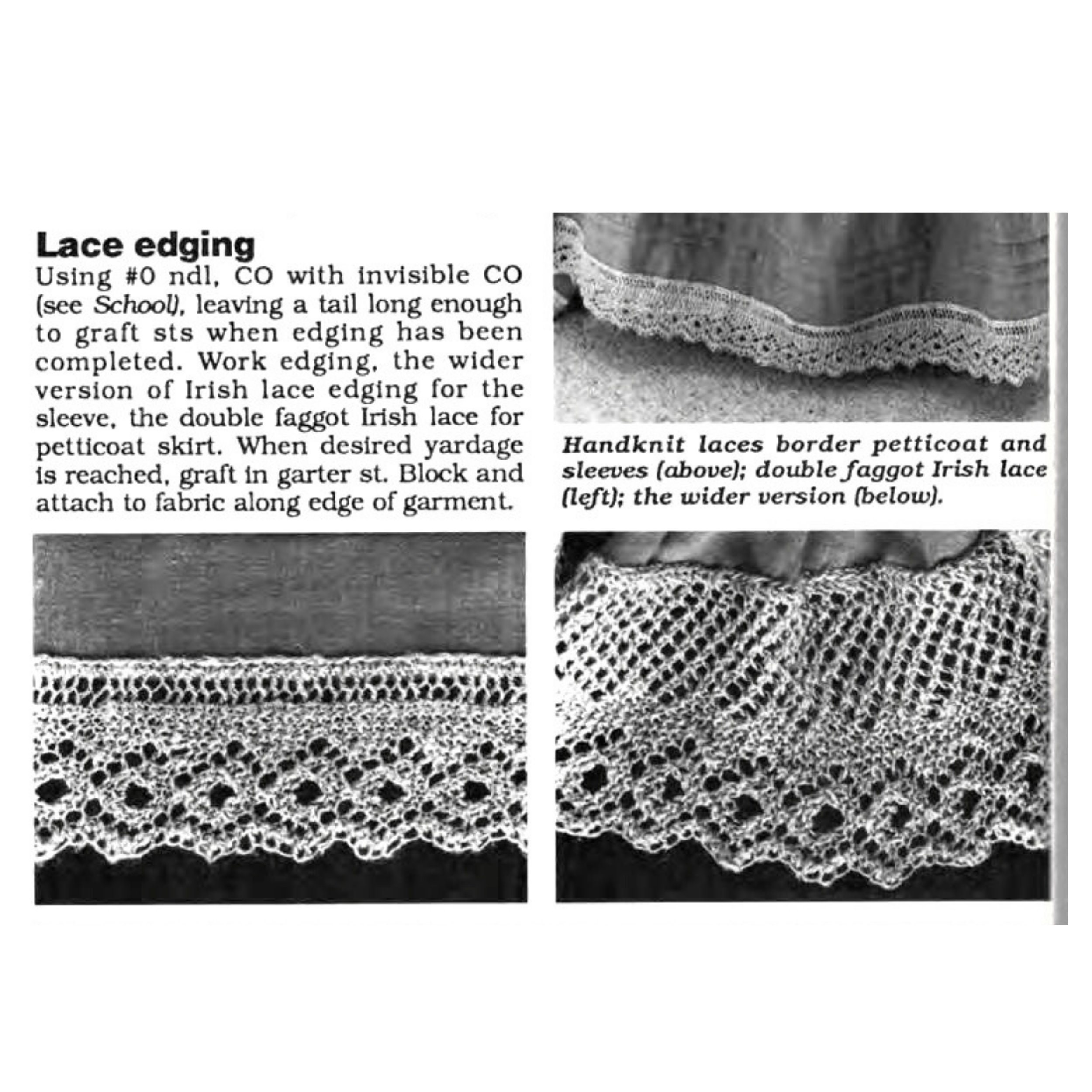 Lace Edging Knitting Pattern Lace Trim Knit Stitch Chart Double Faggot ...