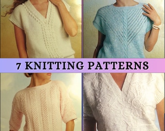 V-neck Short Sleeve Sweater Knitting Pattern Summer Sweater