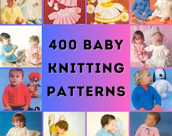 400 Baby Knitting Patterns Bundle Old Vintage Magazines Newborn to Toddler Boy Girl Cardigan Matinee Jacket Jumper Dress DK 4 ply 3 ply PDF