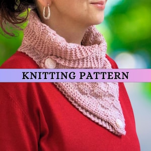 Womens Knit Neck Warmer Pattern Knit Scarf with Buttons Easy Beginner Friendly Knitting Pattern Modern Worsted Yarn 10 ply Printable PDF