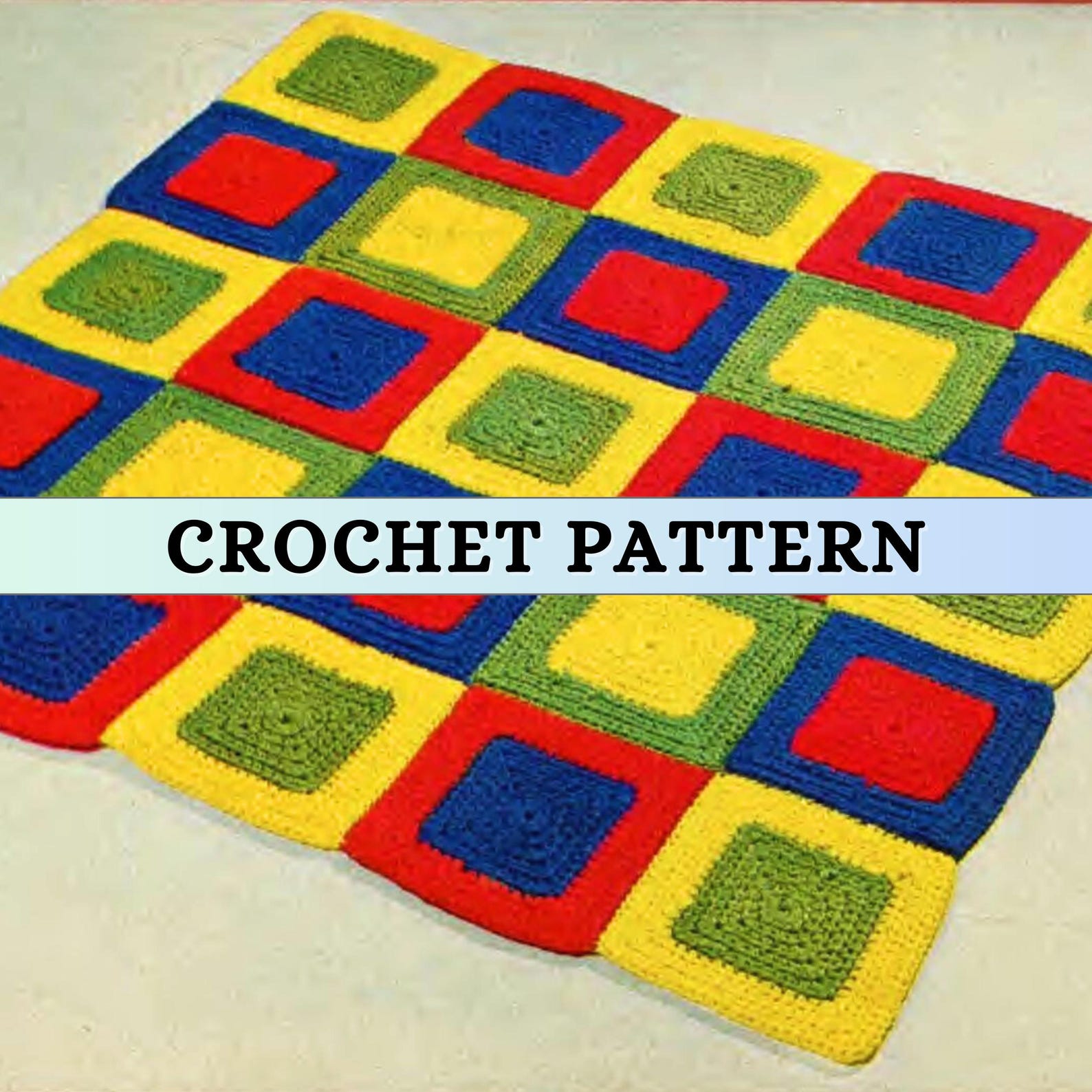 Granny Square Rug Crochet Pattern Easy Beginner Patchwork Bulky Chunky ...