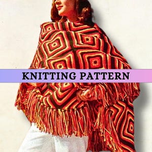 Blanket Knitting Pattern Geometric Diamond Afghan DK Weight 70s Vintage Adult Classic Pattern Double Knit Colorwork Fringe Throw Patons PDF
