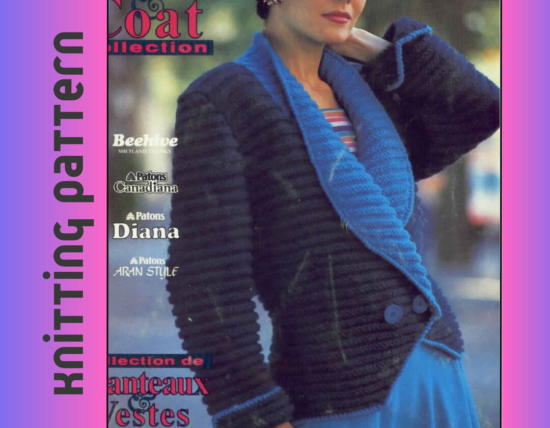 Womens Jacket Knitting Pattern PDF Vintage Short Knitted Coat Etsy