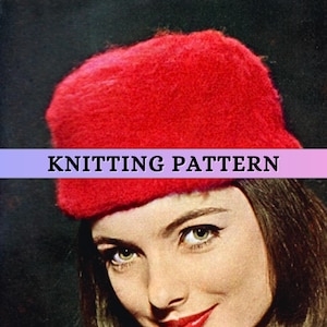 DK Hat Knitting Pattern Women's 60s Vintage Pillbox Hat Autumn Winter Easy Retro Double Knit Ladies Classic Simple 8 ply Patons PDF