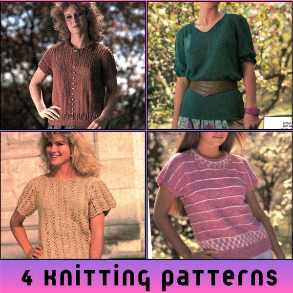 Summer Tee Knitting Pattern Short Sleeve Top Pattern Open Stitch Sweater Lace Knit Sweater Pattern Knit Short Sleeve Cardigan Women PDF