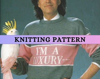 I&#39;m a Luxury Sweater Knitting Pattern Womens Men Unisex Intarsia Slogan Colourblock Funny Adult Colorwork Crewneck Jumper Pullover 4 ply PDF