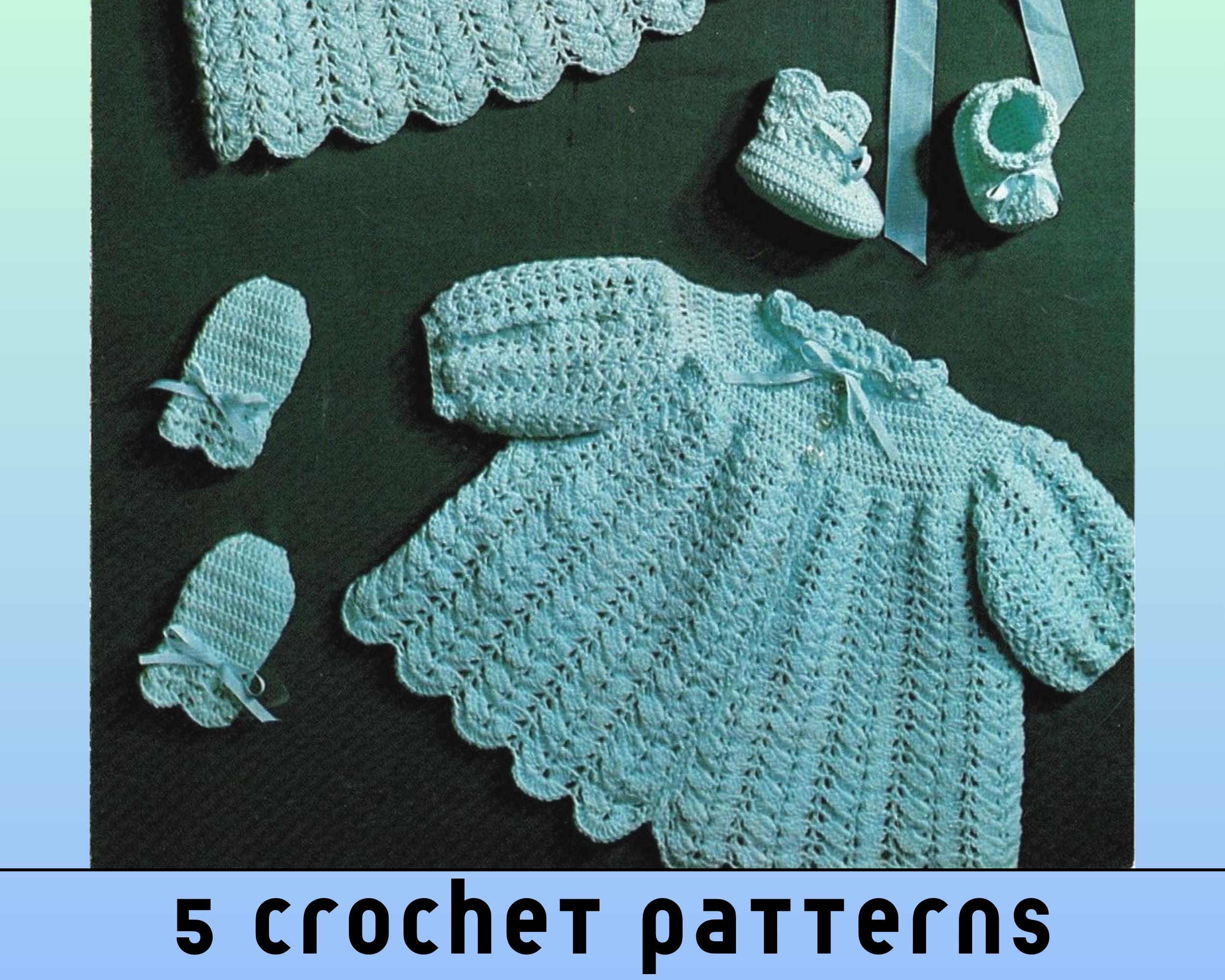 Layette Pattern Crochet Pattern Baby Girl Layette Set 60s Vintage Newborn Baby Matinee ...