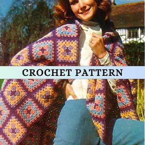 Crochet Granny Square Blanket Pattern DK Afghan Patterns Patchwork Blanket 70s Boho Vintage Classic Crochet Pattern Throw Beach Patons PDF