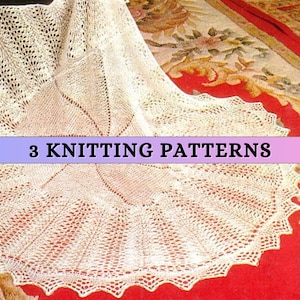 Lace Baby Blanket Knitting Pattern Vintage Newborn Baby Shawl Snuggle Round Christening Blanket Baptism Openwork Fine Heirloom Patons PDF
