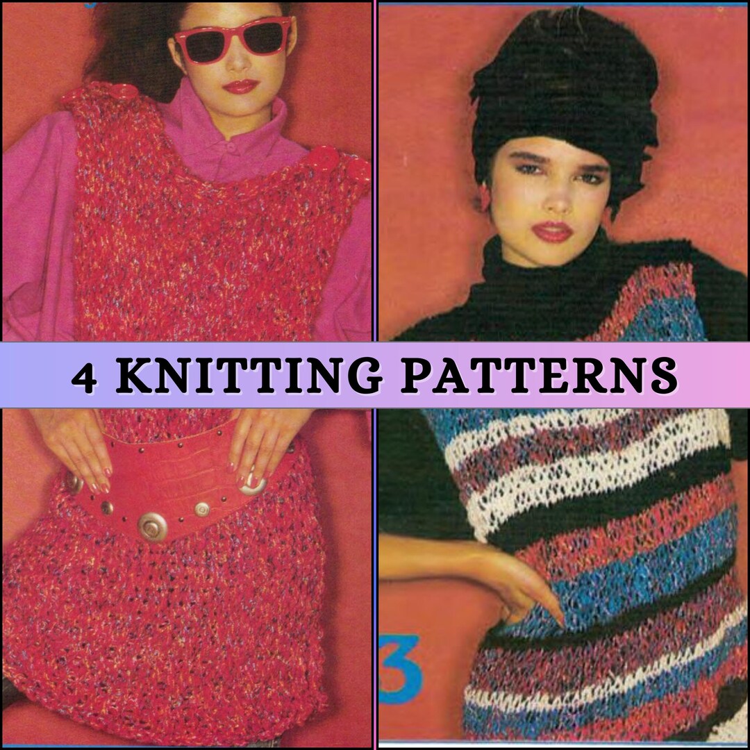 Chunky Vest Knitting Pattern Women Sleeveless Tunic Top Retro 80s ...
