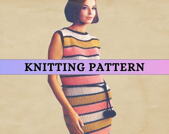 Knit Dress Pattern Vintage 60s Knitting Pattern for Women Easy Sleevless Tunic Dress Stretch Summer Autumn Shift Dress Stiped Colorwork PDF - Etsy Knit Dress Pattern Vintage 60s Knitting Pattern for Women Easy Sleevless Tunic Dress Stretch Summer Autumn Shift Dress Stiped Colorwork PDF - Etsy
