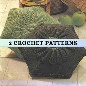 Crochet Cushion Cover Pattern Hexagon Pillow Pattern Flower Decorative Throw Pillow Cover 80s Vintage Useful Home Decor Fall Lace Weight PDF