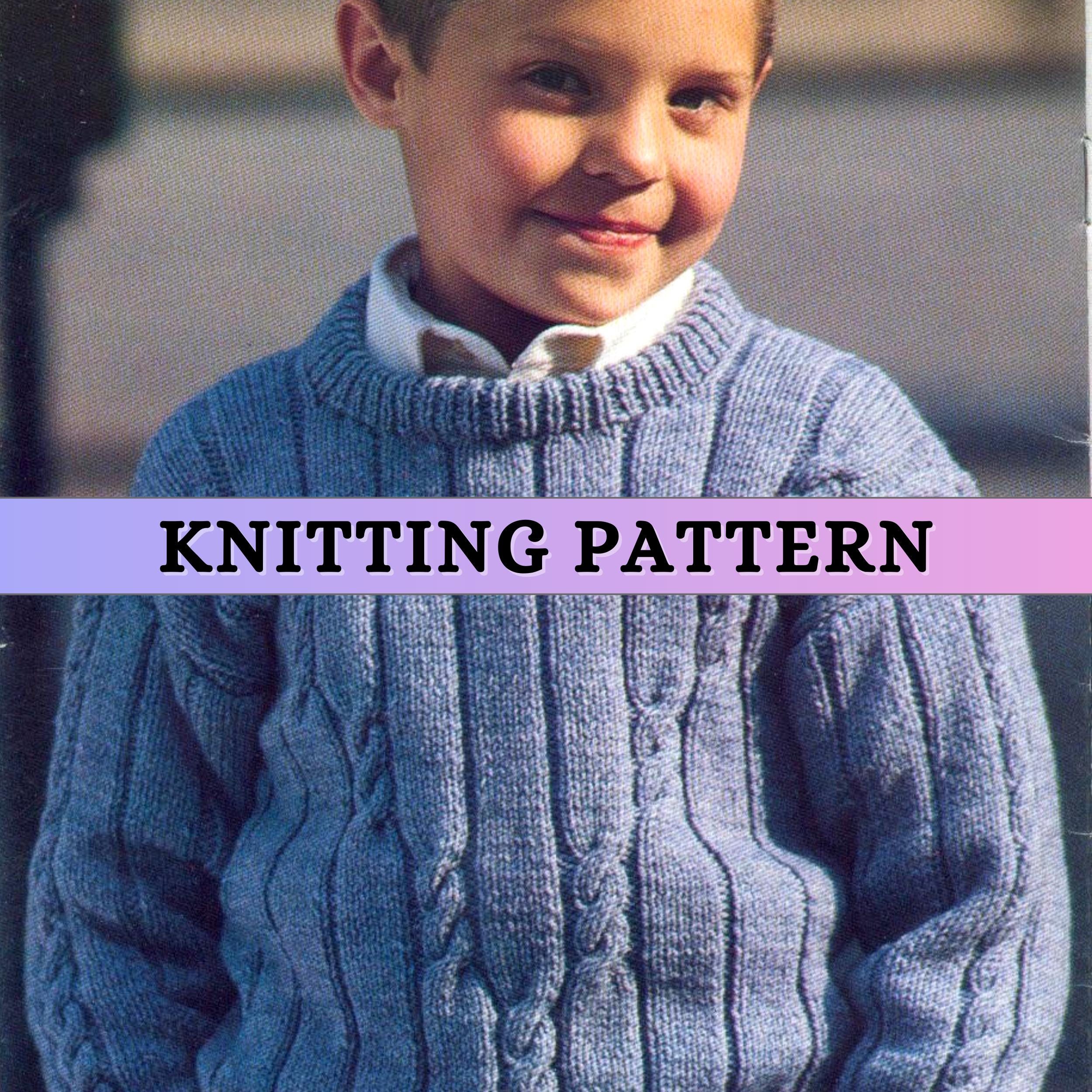 Boy Aran Sweater Knitting Pattern Childrens Knitting Patterns Kids ...