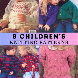 Children Knitting Patterns DK Bundle Boy Sweater Pattern Girl Knitted Cardigan Easy Double Knit Kids Jumper Child Aran Pattern Patons PDF
