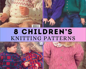 Children Knitting Patterns DK Bundle Boy Sweater Pattern Girl Knitted Cardigan Easy Double Knit Kids Jumper Child Aran Pattern Patons PDF