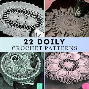 Crochet Pineapple Doily Patterns Lace Tablecloth Retro 60s Vintage Crochet Pattern Bundle Coffee Table Mat Rectangular Oval Doily Rose PDF