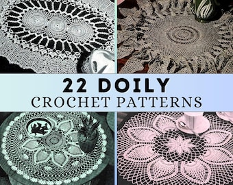 Crochet Pineapple Doily Patterns Lace Tablecloth Retro 60s Vintage Crochet Pattern Bundle Coffee Table Mat Rectangular Oval Doily Rose PDF