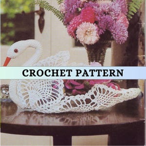 Swan Pattern Crochet Table Decor Pattern Rustic Home Goods 70s Vintage Crochet Pattern Home Items Printable PDF