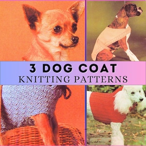 Dog Coat Knitting Pattern Dog Sweater Knit Small Medium Large Dog Jumper Bundle Chihuahua Poodle Boxer DK Weight Double Knit Sport PDF