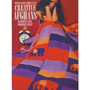 a woman sitting with a colorful blanket with elephant motif on her lap and a text that reads as creative afghans
