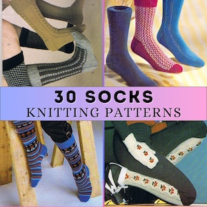 Socks Knitting Pattern Mens Womens Colorwork Socks Basic Winter Knit Family Knee Socks 3 ply Knitting Magazine Patons Bundle 70s Vintage PDF