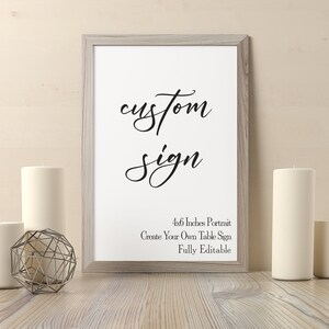 Editable Minimalist Custom Sign Template, Printable Custom Poster, 5x7 ...