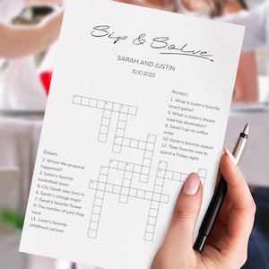 Custom Shower Game, Wedding Favors, Personalized Crossword Puzzle, Wedding Game Template, Bachelorette Party Game, Wedding Decor | WG307