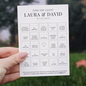 Wedding Find the Guest, Bingo Game, Custom Printable Wedding Bingo, Table Games, Editable Bingo Game Template, Bridal Shower Games | WG107