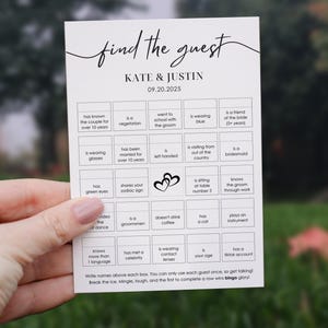 Find the Guest Bingo - Custom Wedding Game, Printable Bridal Shower Bingo, Wedding Table Games, Editable Bingo Game Template | WG105