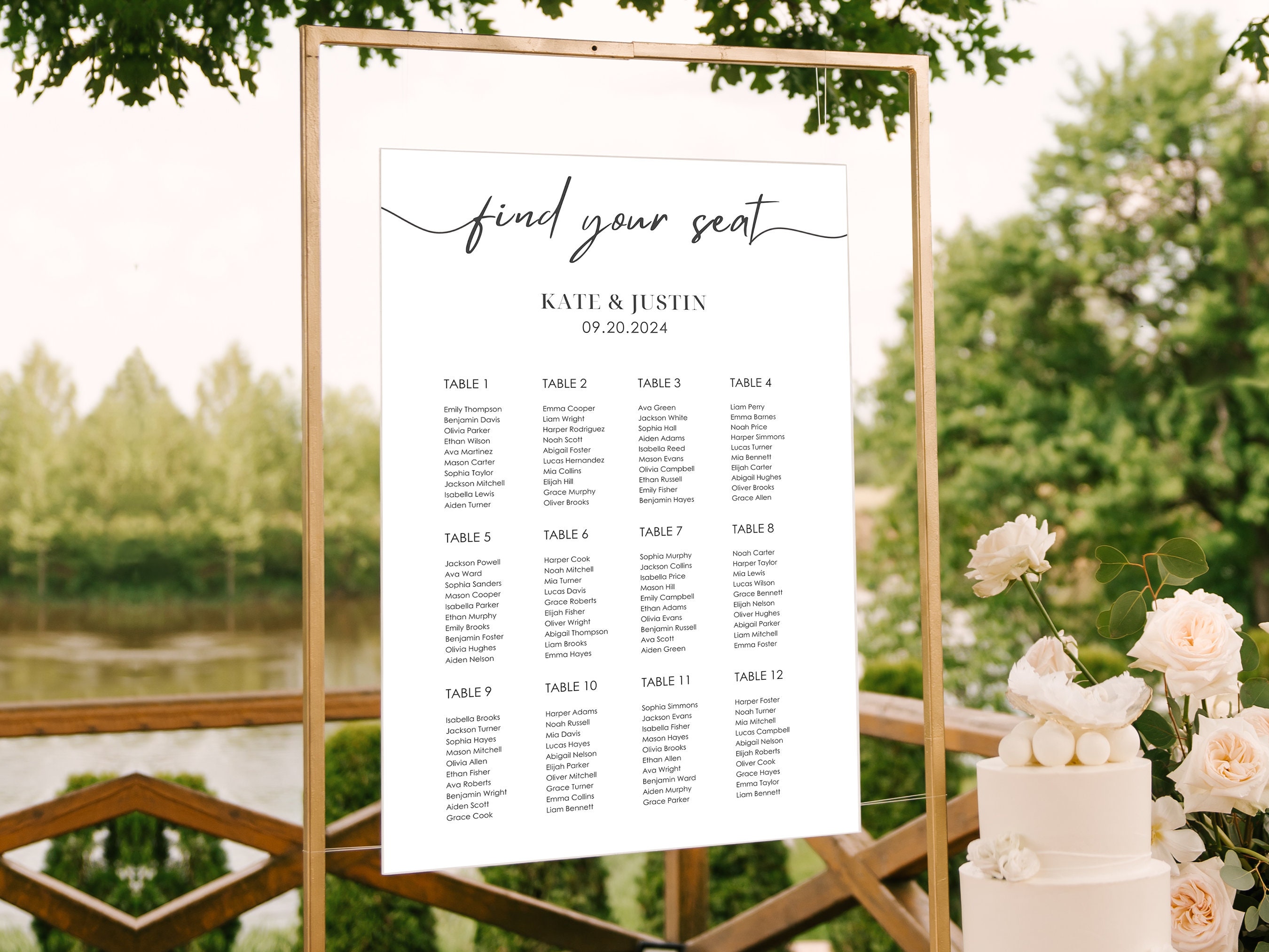 Wedding Table Seating Chart Sign Template, DIY Reception Find Your Seat ...