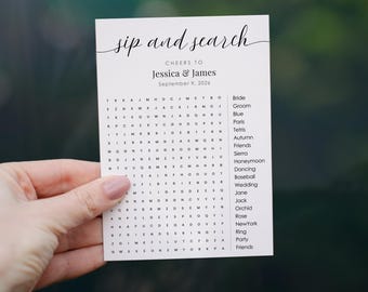 Gra w wyszukiwanie słów o tematyce ślubnej, Sip & Search (do druku i edycji)