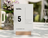Elegant Beige Wedding Table Numbers Template: Minimalist Design (Canva Template)