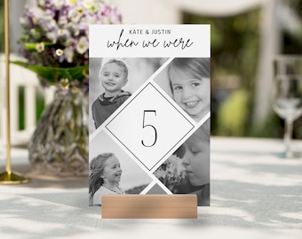 Wedding Table Numbers Sign: Photo Collage, Elegant Decor (Digital Download)