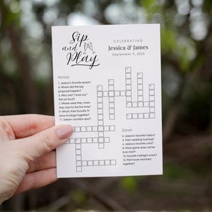 Crucigrama de boda personalizado, juego de despedida de soltera (descarga digital)