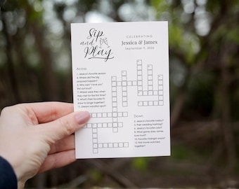 Personalized Wedding Crossword, Bridal Shower Game (Digital Download)