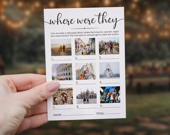 Custom Photo Guessing Game Template, Wedding Fun Games, Where Were They Game, Editable and Printable Wedding and Event Game Idea | WG134