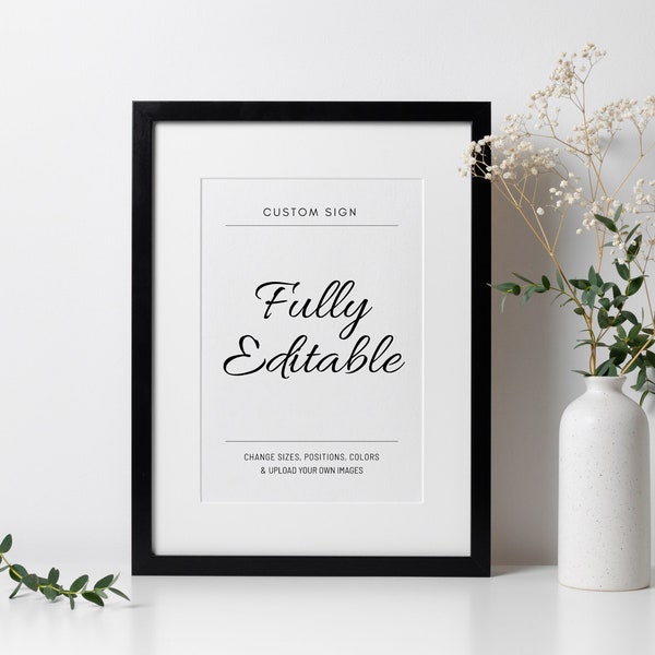 Editable & Printable Minimalist Custom Poster, Custom Sign Template 5x7, 4x6, 8x10, A4, A5, 10x8, 6x4, 7x5, Sign, Corjl Template | ID: CS130