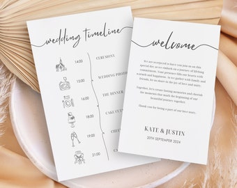 Minimalist Wedding Timeline & Welcome Letter Template (Digital Download)
